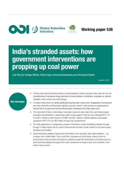 India’s Stranded Assets: How Government Interventions are Propping Up Coal Power