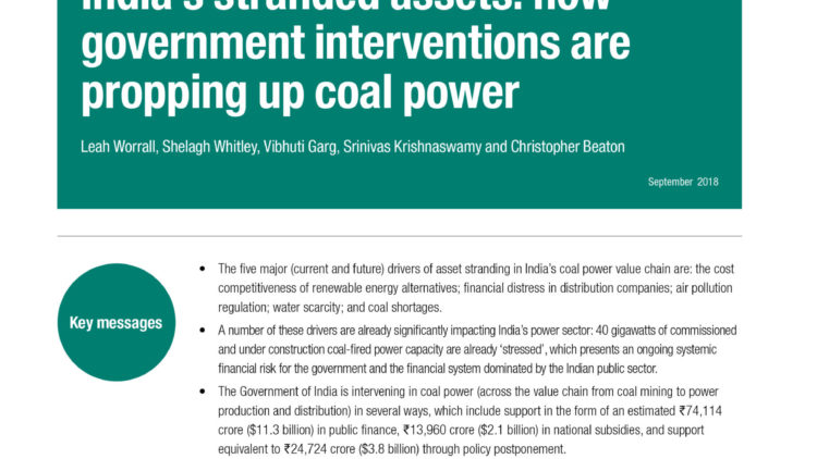 India’s Stranded Assets: How Government Interventions are Propping Up Coal Power